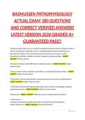 RASMUSSEN PATHOPHYSIOLOGY ACTUAL EXAM 180 QUESTIONS AND CORRECT VERIFIED ANSWERS LATEST VERSION 2026 GRADED A&plus; GUARANTEED PASS&excl;&excl;