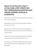 Edexcel A-level Economics Paper 2  ACTUAL EXAM LATEST UPDATE 2026  TEST COMPREHENSIVE QUESTIONS AND  VERIFIED ANSWERS &lpar;DETAILED &  ELABORATED&rpar;