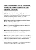 SNHD FOOD HANDLER TEST ACTUAL EXAM PAPER 2026 COMPLETE QUESTIONS AND ANSWERS GRADED A&plus;