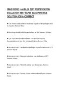SNHD FOOD HANDLER TEST CERTIFICATION EVALUATION TEST PAPER 2026 PRACTICE SOLUTION 100&percnt; CORRECT