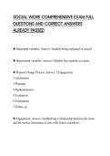 SOCIAL WORK COMPREHENSIVE EXAM FULL QUESTIONS AND CORRECT ANSWERS ALREADY PASSED
