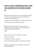 SOCIAL WORK COMPREHENSIVE FINAL PAPER 2026 QUESTIONS WITH ANSWERS GRADED A&plus;SOCIAL WORK COMPREHENSIVE FINAL PAPER 2026 QUESTIONS WITH ANSWERS GRADED A&plus;