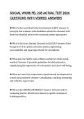SOCIAL WORK PEL 238 ACTUAL TEST 2026 QUESTIONS WITH VERIFIED ANSWERS
