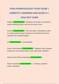 HOSA PHARMACOLOGY STUDY GUIDE &vert; CORRECTLY ANSWERED AND RATED A&plus; &vert; 2026&sol;2027 GUIDE 