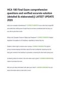 HCA 100 Final Exam comprehensive  questions and verified accurate solution  &lpar;detailed & elaborated&rpar;&vert;&vert; LATEST UPDATE  2026 