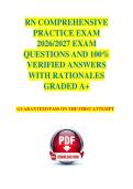 RN COMPREHENSIVE  PRACTICE EXAM  2026&sol;2027 EXAM  QUESTIONS AND 100&percnt;  VERIFIED ANSWERS  WITH RATIONALES  GRADED A&plus; GUARANTEED PASS