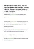 Nan Mckay Housing Choice Voucher  Specialist EXAM Questions and Answers  &lpar;Verified Answers&rpar; Most Recent exam  COMPLETE &lpar;2026&rpar;