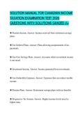 SOLUTION MANUAL FOR CANADIAN INCOME TAXATION EXAMINATION TEST 2026 QUESTIONS WITH SOLUTIONS GRADED A&plus;