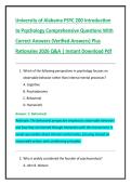 University of Alabama PSYC 200 Introduction  to Psychology Comprehensive Questions With  Correct Answers &lpar;Verified Answers&rpar; Plus  Rationales 2026 Q&A &vert; Instant Download Pdf