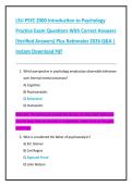 LSU PSYC 2000 Introduction to Psychology  Practice Exam Questions With Correct Answers  &lpar;Verified Answers&rpar; Plus Rationales 2026 Q&A &vert;  Instant Download Pdf