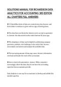 SOLUTIONS MANUAL FOR RICHARDSON DATA ANALYTICS FOR ACCOUNTING 3RD EDITION ALL CHAPTERS FULL ANSWERS