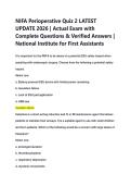 NIFA Perioperative Quiz 2 LATEST  UPDATE 2026 &vert; Actual Exam with  Complete Questions & Verified Answers &vert;  National Institute for First Assistants 