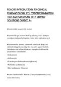 ROACH&rsquo;S INTRODUCTORY TO CLINICAL  PHARMACOLOGY 11TH EDITION EXAMINATION  TEST 2026 QUESTIONS WITH VERIFIED  SOLUTIONS GRADED A&plus; 