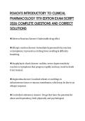 ROACH&rsquo;S INTRODUCTORY TO CLINICAL  PHARMACOLOGY 11TH EDITION EXAM SCRIPT  2026 COMPLETE QUESTIONS AND CORRECT  SOLUTIONS