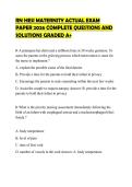 RN HESI MATERNITY ACTUAL EXAM  PAPER 2026 COMPLETE QUESTIONS AND  SOLUTIONS GRADED A&plus;