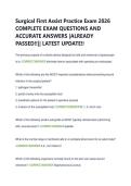 Surgical First Assist Practice Exam 2026  COMPLETE EXAM QUESTIONS AND  ACCURATE ANSWERS &vert;ALREADY  PASSED&excl;&excl;&vert;&vert; LATEST UPDATE&excl;&excl; 