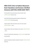 WGU D335 Intro to Python Resources  Exam Questions and Answers &lpar;Verified  Answers&rpar; &vert;&vert;ACTUAL EXAM 2026 TEST&excl;&excl; 