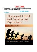 Test Bank for Abnormal Child and Adolescent Psychology&colon; DSM‑5 Update 8th Edition by Rita Wicks‑Nelson ISBN 9780134984977 &ndash; Complete Questions & Answers
