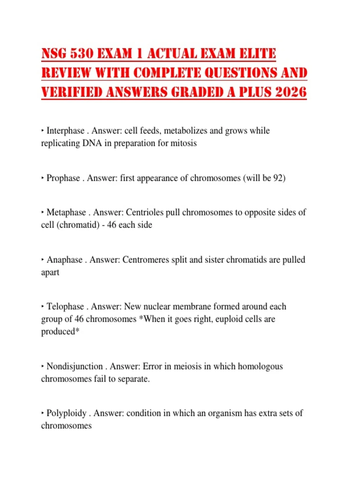 NSG 530 EXAM 1 ACTUAL EXAM ELITE REVIEW WITH COMPLETE QUESTIONS AND ...