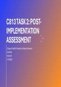 WGU C813 TASK 2&colon; POST- IMPLEMENTATION ASSESSMENT &vert; 2026 Update with complete solutions