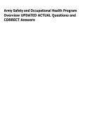 Army Safety and Occupational Health Program  Overview UPDATED ACTUAL Questions and  CORRECT Answers 