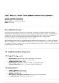 WGU C813 TASK 2&colon; POST- IMPLEMENTATION ASSESSMENT &vert; Updated 2026 with complete solutions