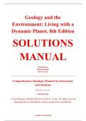 Solution Manual &ndash; Geology and the Environment&colon; Living with a Dynamic Planet&comma; 8th Edition &ndash; Paul Bierman&comma; Richard Hazlett&comma; Dee D&period; Trent &ndash; ISBN 9780357851654 &lpar;All Chapters Covered 1&ndash;12&rpar;