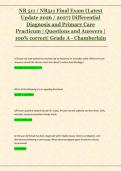 NR 511 Final Exam &ndash; Differential Diagnosis and Primary Care Practicum &ndash; Chamberlain &ndash; 2026&sol;2027 &ndash; Verified Questions and 100&percnt; Correct Answers &lpar;Grade A&rpar;