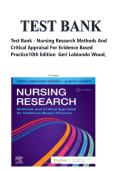 Test Bank - Nursing Research Methods and Critical Appraisal for Evidence Based Practice 10th Edition  Geri Lobiondo Wood &vert;All Chapters &vert; Updated 2026