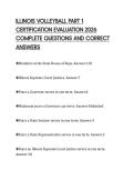 ILLINOIS VOLLEYBALL PART 1 CERTIFICATION EVALUATION 2026 COMPLETE QUESTIONS AND CORRECT ANSWERS