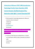 University of Missouri PSYC 1000 Introductory  Psychology Practice Exam Questions With  Correct Answers &lpar;Verified Answers&rpar; Plus  Rationales 2026 Q&A &vert; Instant Download Pdf