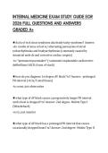 INTERNAL MEDICINE EXAM STUDY GUIDE EOR 2026 FULL QUESTIONS AND ANSWERS GRADED A&plus;