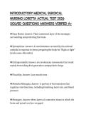 INTRODUCTORY MEDICAL SURGICAL NURSING LORETTA ACTUAL TEST 2026 SOLVED QUESTIONS ANSWERS VERIFIED A&plus;