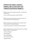 INTRODUCTORY MEDICAL SURGICAL NURSING LORETTA EXAM SCRIPT 2026 COMPLETE SOLUTION SET GRADED A&plus;