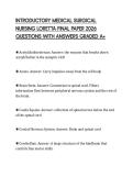 INTRODUCTORY MEDICAL SURGICAL NURSING LORETTA FINAL PAPER 2026 QUESTIONS WITH ANSWERS GRADED A&plus;