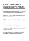 INTRODUCTORY MEDICAL SURGICAL NURSING LORETTA PRACTICE REVIEW 2026 TESTED QUESTIONS SOLUTION APPROVED A&plus;