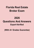 Florida 2026 Real Estate Broker Exam Questions & Answers PDF &vert; FL License Test Prep