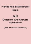 Florida Real Estate Broker 2026 Exam Questions & Answers PDF &vert; FL Broker License Test Prep