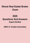 Illinois Real Estate Broker 2026 Exam Questions & Answers PDF &vert; IL License Test Prep