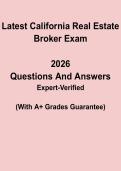 Latest California Real Estate Broker Exam Questions & Answers PDF &vert; CA DRE License Test Prep