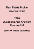 Real Estate Broker License 2026 Exam Questions & Answers PDF &vert; Broker Licensing Test Prep