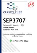 SEP3707 Assignment 2 &lpar;DETAILED ANSWERS&rpar; Semester 1 2026 - DISTINCTION GUARANTEED