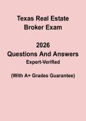 Texas Real Estate Broker 2026 Exam Questions & Answers PDF &vert; TX Broker License Test Prep