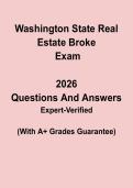 Washington State Real Estate Broker 2026 Exam Questions & Answers PDF &vert; WA License Test Prep