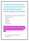 Texas A&M University PSYC 107 Introduction  to Psychology Comprehensive Questions With  Correct Answers &lpar;Verified Answers&rpar; Plus  Rationales 2026 Q&A &vert; Instant Download Pdf
