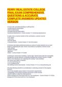 PERRY REAL ESTATE COLLEGE FINAL EXAM COMPREHENSIVE QUESTIONS & ACCURATE COMPLETE ANSWERS UPDATED VERSION