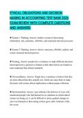 ETHICAL OBLIGATIONS AND DECISION  MAKING IN ACCOUNTING TEST BANK 2026  EXAM REVIEW WITH COMPLETE QUESTIONS  AND ANSWERS 