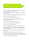 PERRY REAL ESTATE COLLEGE FINAL EXAM QUESTIONS & UPDATED ANSWERS RATED 100&percnt; CORRECT