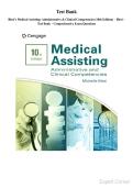 Test Bank Blesi&rsquo;s Medical Assisting&colon; Administrative & Clinical Competencies &lpar;10th Edition&rpar; &ndash; Blesi &ndash; Test Bank &ndash; Comprehensive Exam Questions