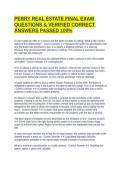 PERRY REAL ESTATE FINAL EXAM QUESTIONS & VERIFIED CORRECT ANSWERS PASSED 100&percnt;